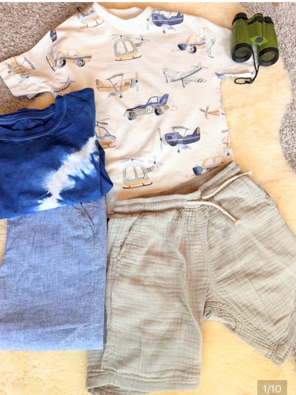 Nordstrom Boys 4 pc T-shirt, muslin shorts, chambray pants sizes 4-6
